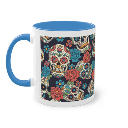 Día de los Muertos Tasse - Buntes Totenkopf-Muster im mexikanischen Stil