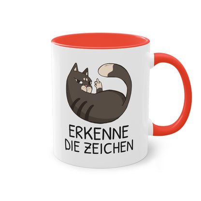 Tasse „Erkenne die Zeichen“ - freche Katze mit Mittelfinger