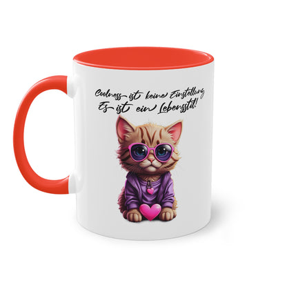 "Coolness ist ein Lebensstil" Tasse mit stylischer Katze - Für Katzenfans