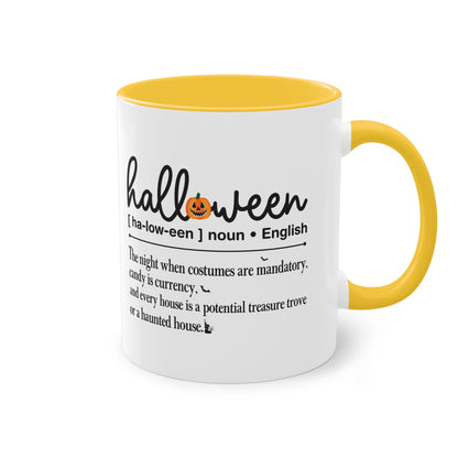 Halloween Tasse mit Definition & Kürbis-Detail | Lustiges Wörterbuch-Design