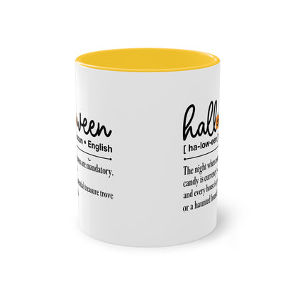 Halloween Tasse mit Definition & Kürbis-Detail | Lustiges Wörterbuch-Design