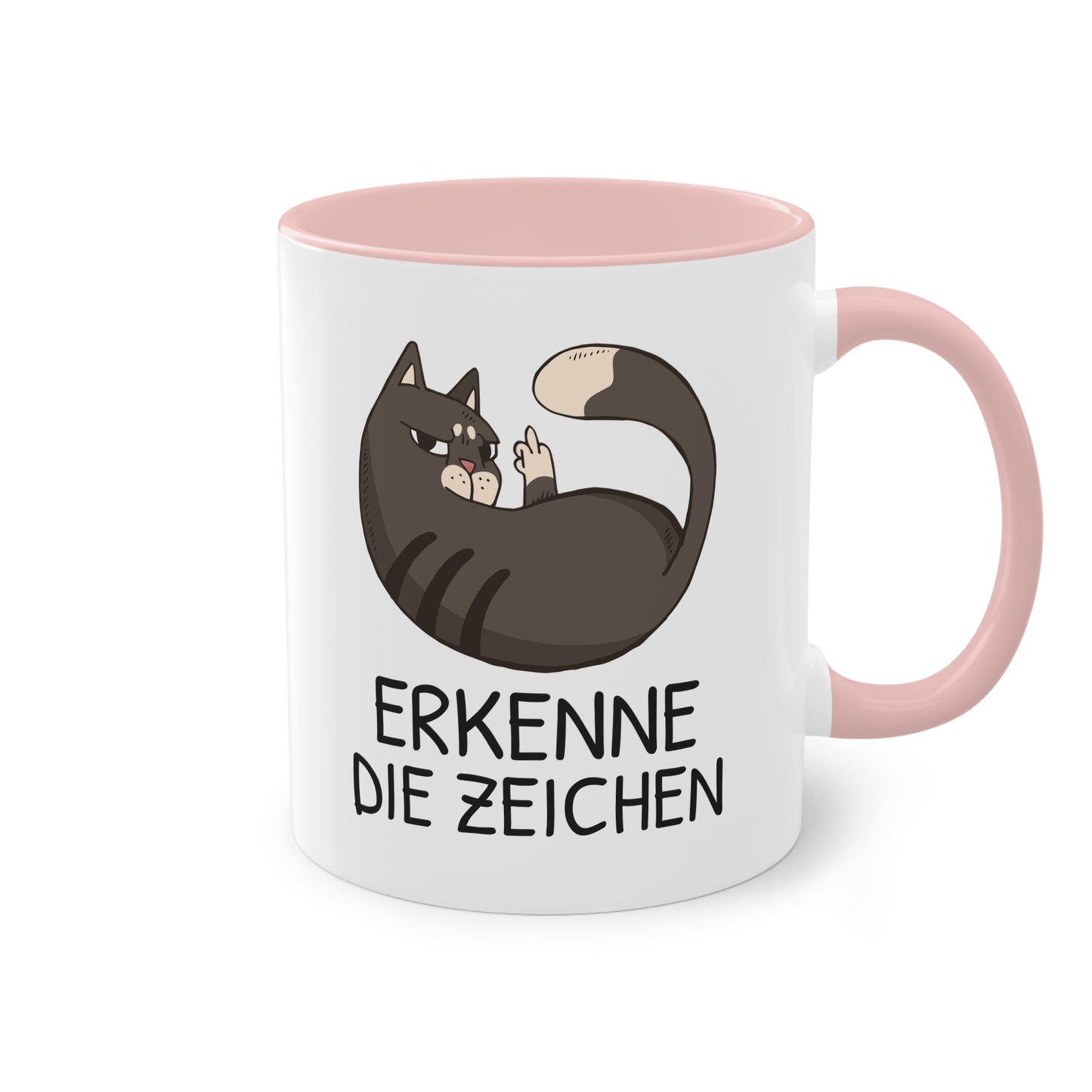 Tasse „Erkenne die Zeichen“ - freche Katze mit Mittelfinger