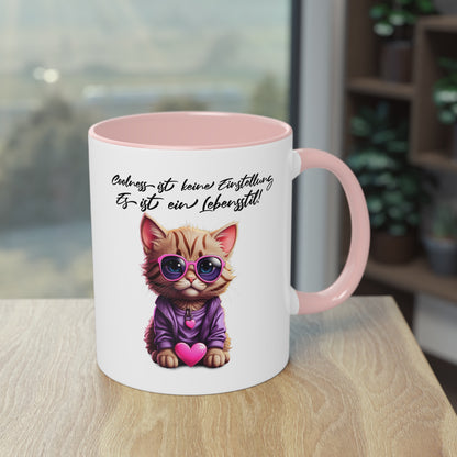 "Coolness ist ein Lebensstil" Tasse mit stylischer Katze - Für Katzenfans