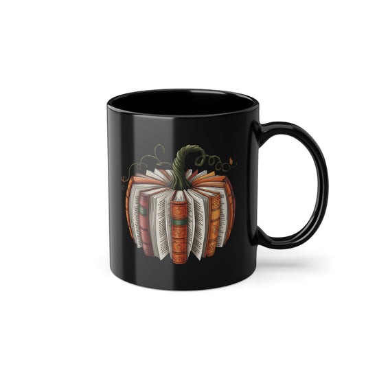Halloween Tasse für Bücherwürmer mit Kürbis aus Büchern