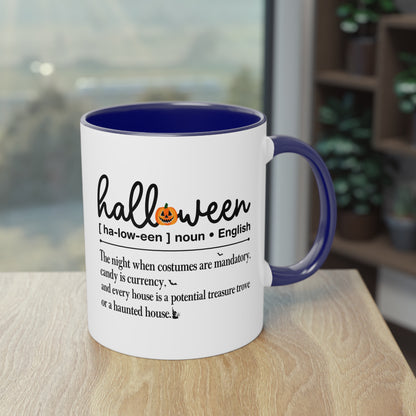 Halloween Tasse mit Definition & Kürbis-Detail | Lustiges Wörterbuch-Design