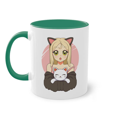 Katzenliebe im Manga-Stil - Die Anime Girl & Katzenfreundschaft Tasse