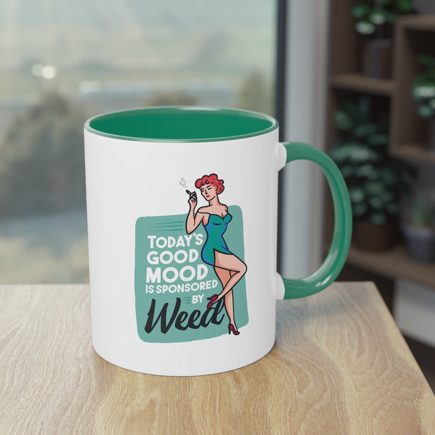 Retro-Tasse mit Spruch "Today's Good Mood Is Sponsored by Weed"