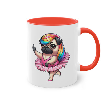 Freche Mops Ballerina Tasse - Lustige Keramik Tasse mit Ballett-Mops