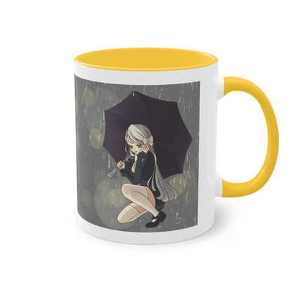 Regenschirm-Melancholie - Tasse mit verträumten Anime-Mädchen