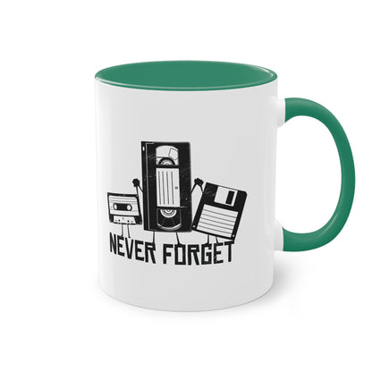 Never Forget Tasse - Retro Diskette/VHS/Kasette Keramik Tasse