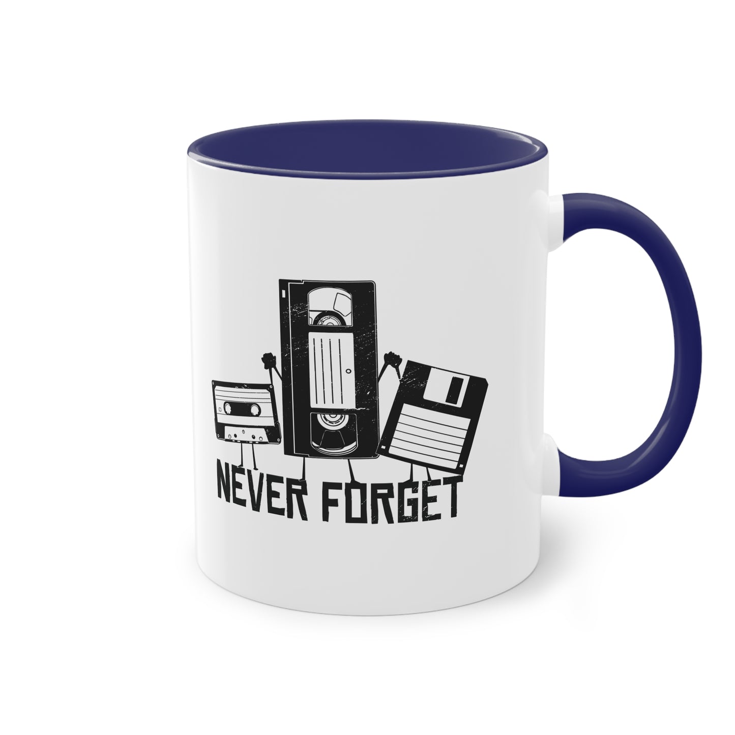 Never Forget Tasse - Retro Diskette/VHS/Kasette Keramik Tasse