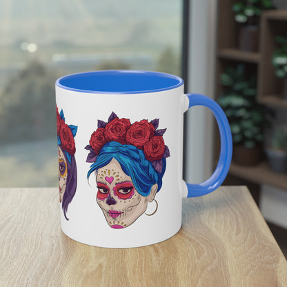 Día de los Muertos Tasse - Elegante Catrina-Designs mit Rosen