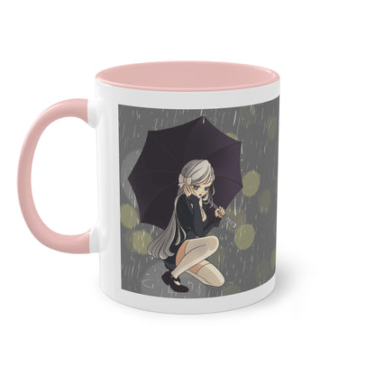 Regenschirm-Melancholie - Tasse mit verträumten Anime-Mädchen