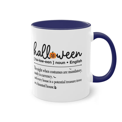Halloween Tasse mit Definition & Kürbis-Detail | Lustiges Wörterbuch-Design