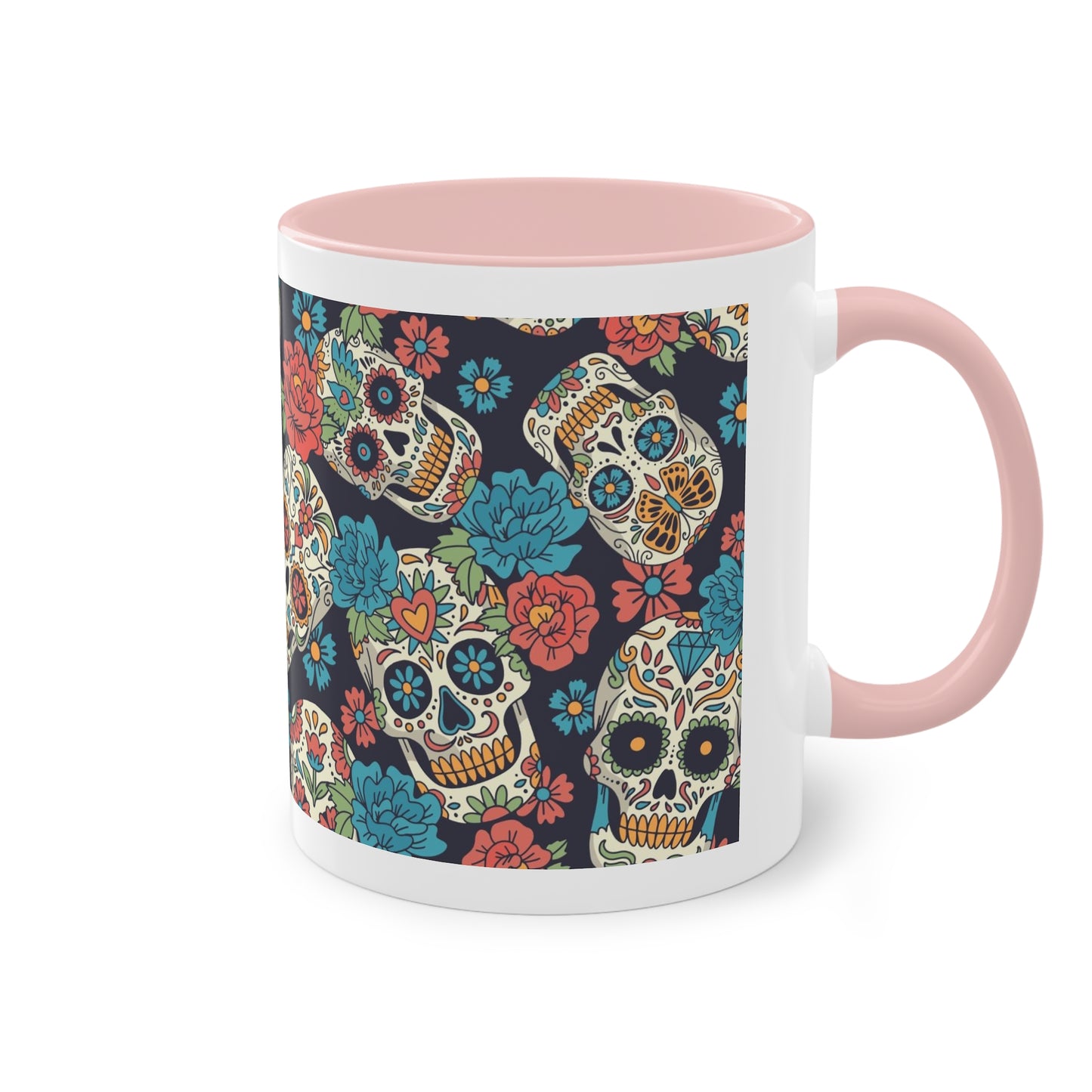 Día de los Muertos Tasse - Buntes Totenkopf-Muster im mexikanischen Stil