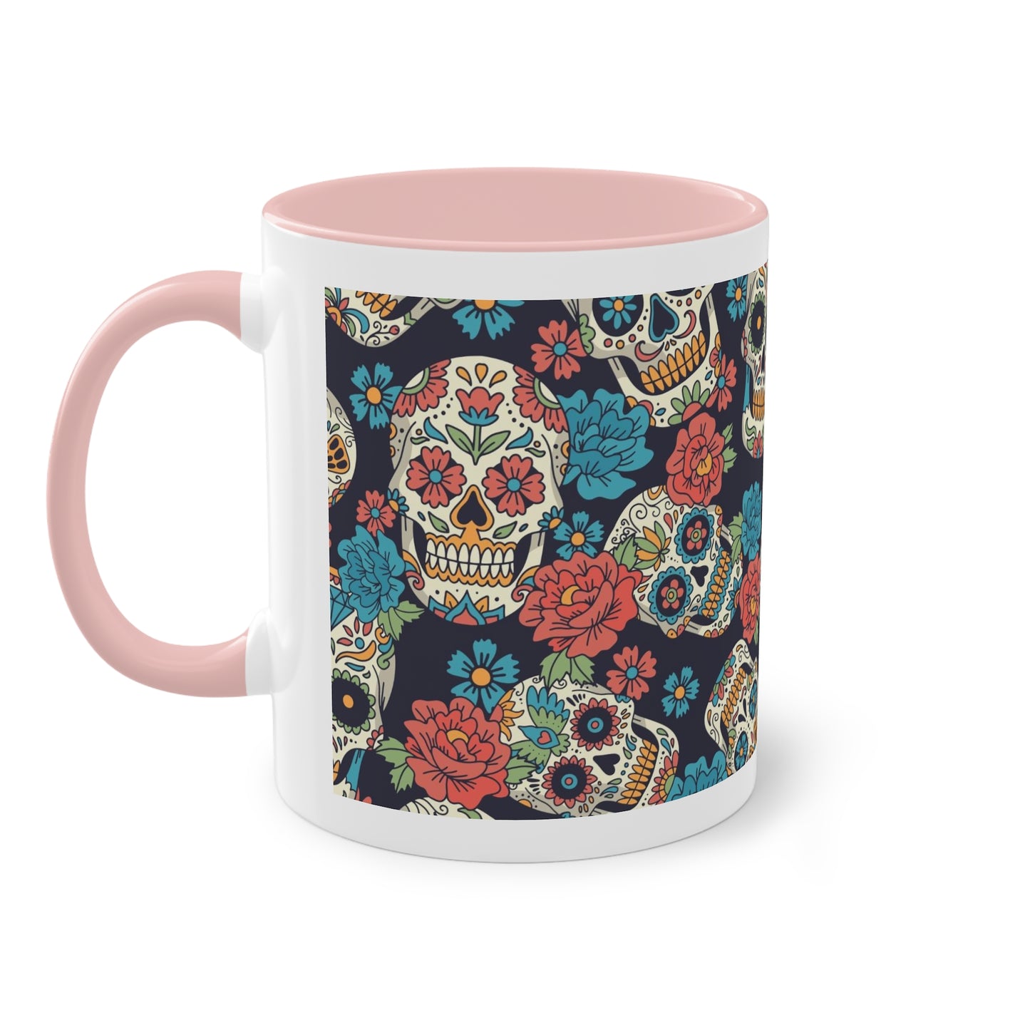 Día de los Muertos Tasse - Buntes Totenkopf-Muster im mexikanischen Stil