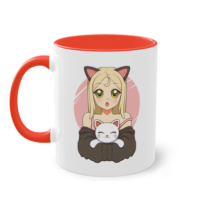 Katzenliebe im Manga-Stil - Die Anime Girl & Katzenfreundschaft Tasse