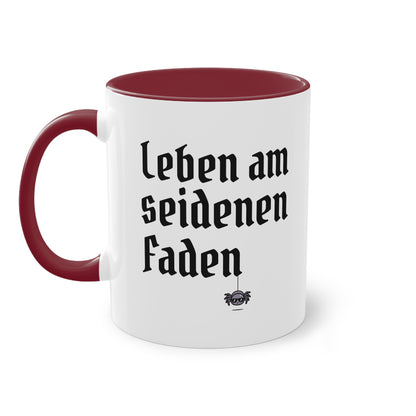 Tasse: "Leben am seidenen Faden" Spinnenhalter Spruch