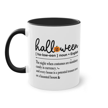 Halloween Tasse mit Definition & Kürbis-Detail | Lustiges Wörterbuch-Design