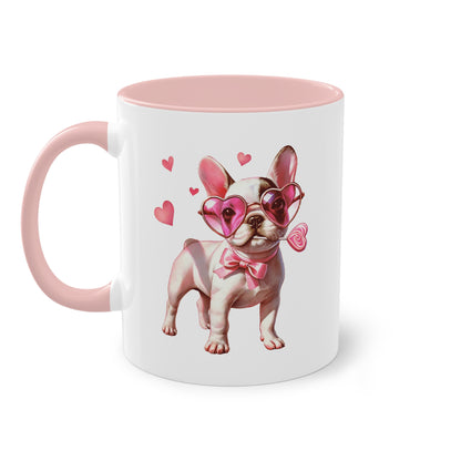 Süße French Bulldog Tasse mit Herzbrille für Hunde Fans