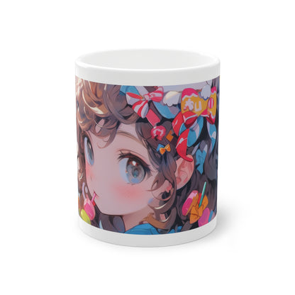 Anime Tasse mit süßem Mädchen und bunten Candy-Details