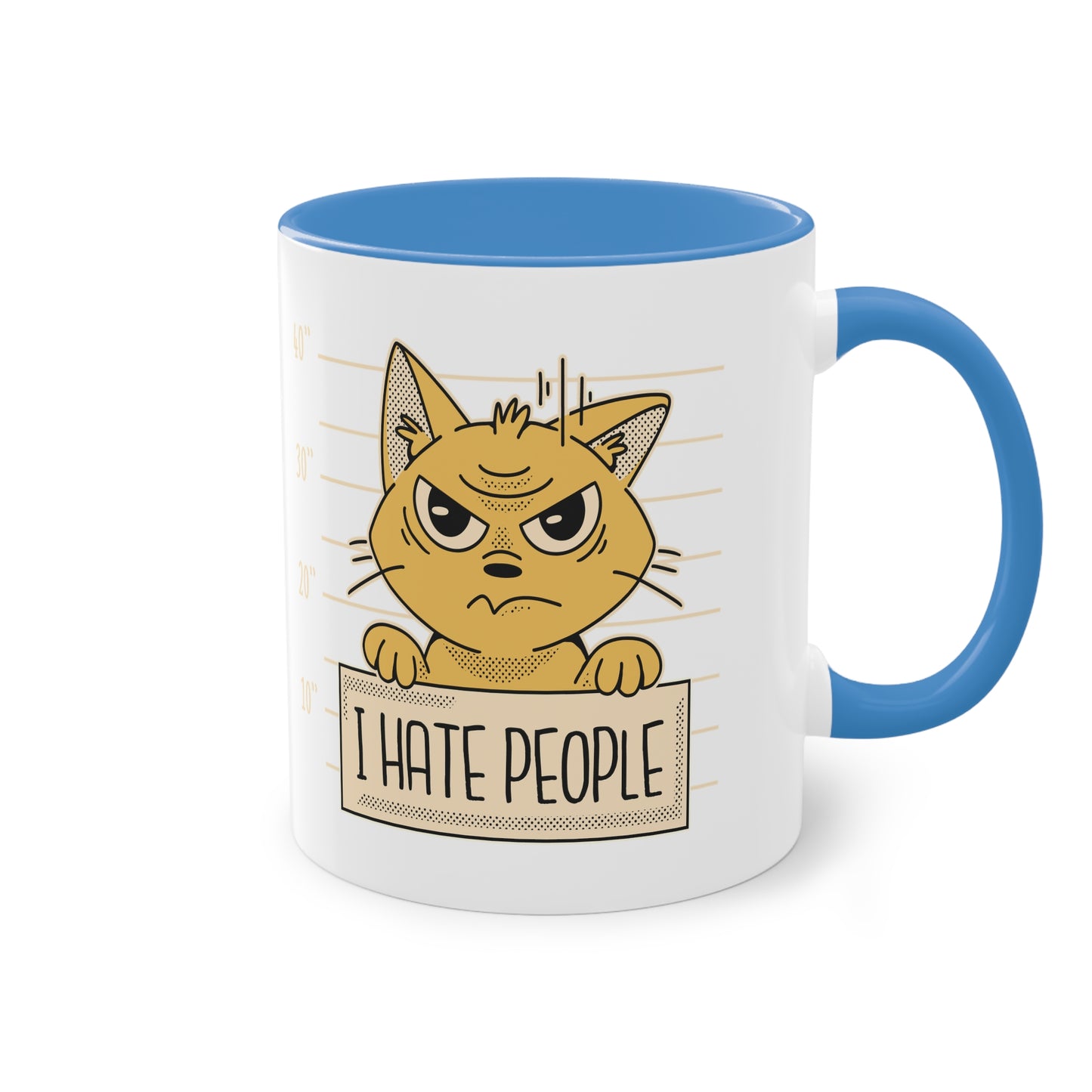 Tasse - "I Hate People" Mugshot Design für Katzenliebhaber