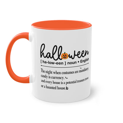 Halloween Tasse mit Definition & Kürbis-Detail | Lustiges Wörterbuch-Design