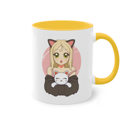 Katzenliebe im Manga-Stil - Die Anime Girl & Katzenfreundschaft Tasse