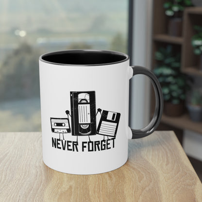 Never Forget Tasse - Retro Diskette/VHS/Kasette Keramik Tasse