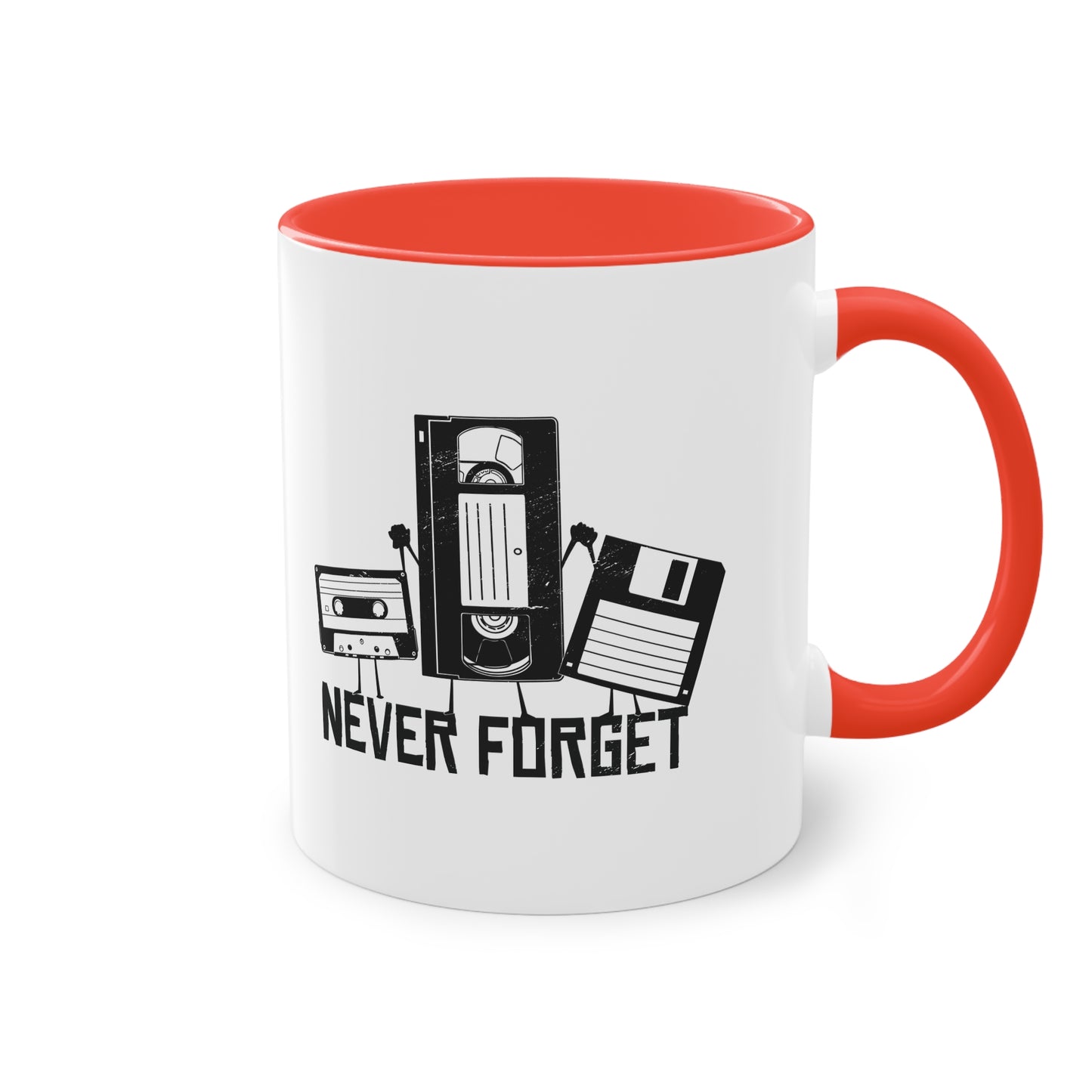 Never Forget Tasse - Retro Diskette/VHS/Kasette Keramik Tasse