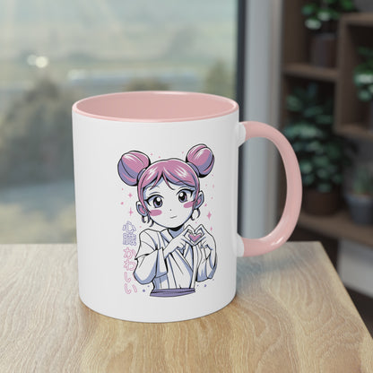 Love Story Anime Tasse - Süßes Manga-Mädchen mit Herzmotiv