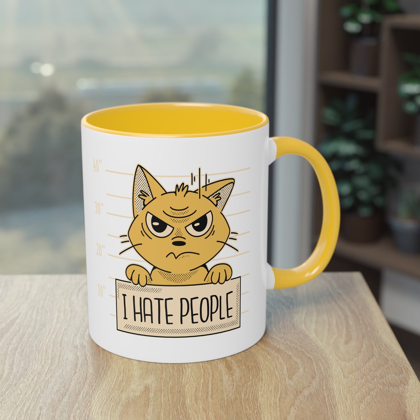 Tasse - "I Hate People" Mugshot Design für Katzenliebhaber