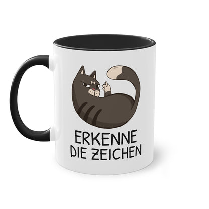 Tasse „Erkenne die Zeichen“ - freche Katze mit Mittelfinger