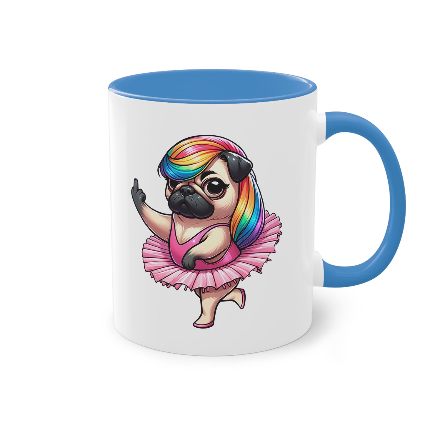 Freche Mops Ballerina Tasse - Lustige Keramik Tasse mit Ballett-Mops