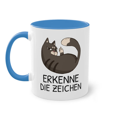 Tasse „Erkenne die Zeichen“ - freche Katze mit Mittelfinger