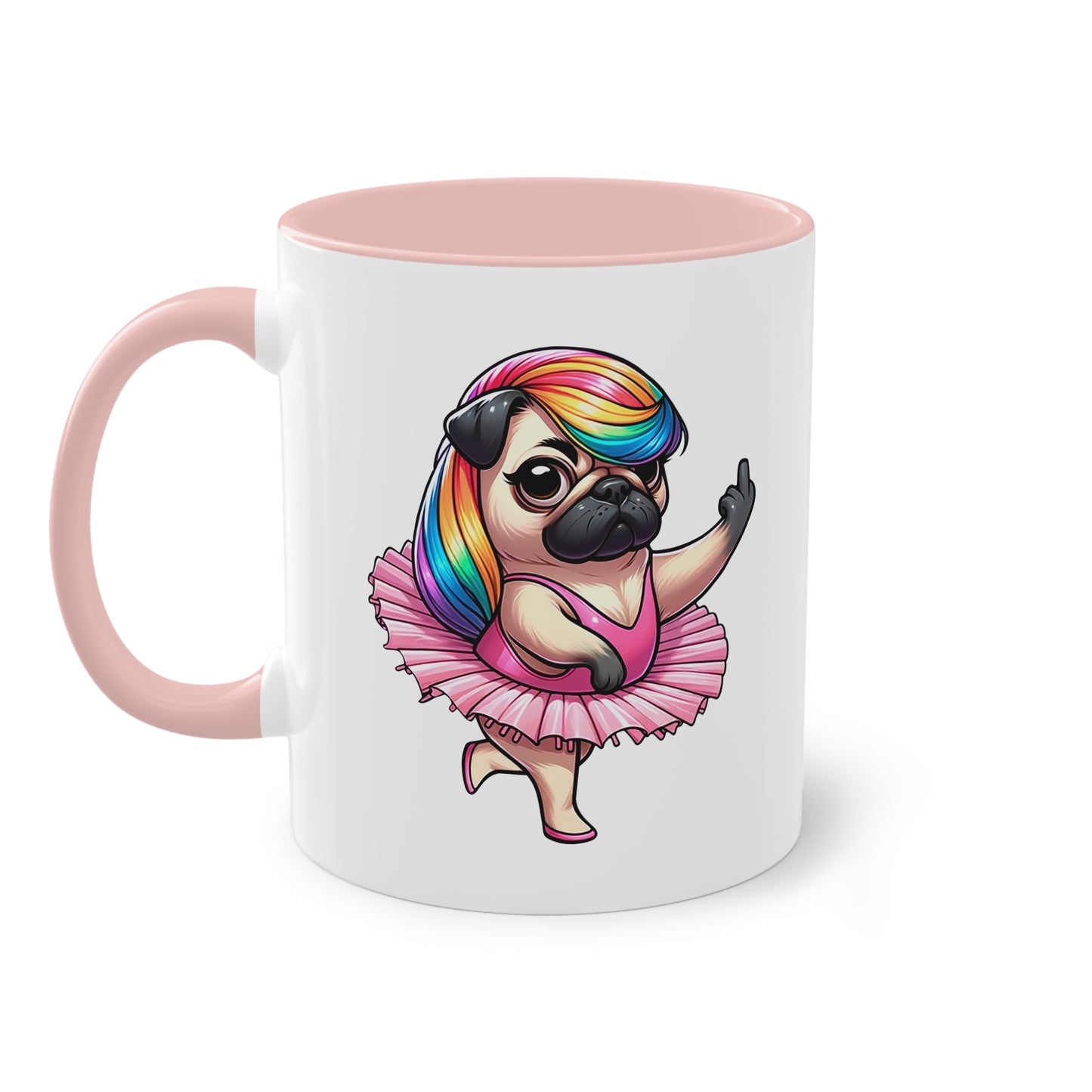 Freche Mops Ballerina Tasse - Lustige Keramik Tasse mit Ballett-Mops