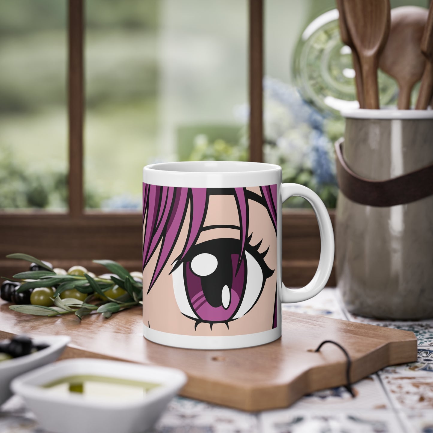 Geheimnisvolle Blicke - Kunstvolle Anime-Augen Tasse