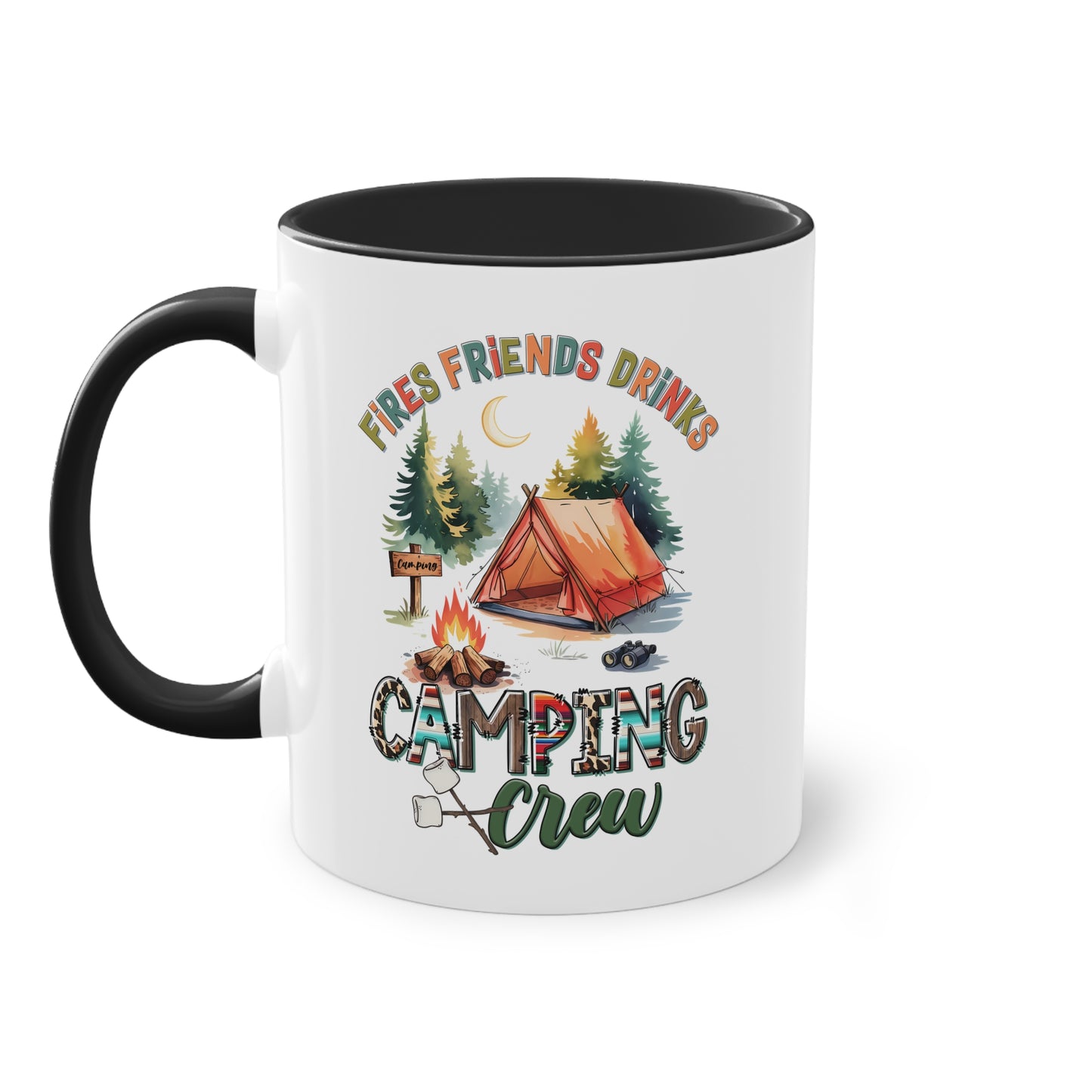 Camping Tasse mit Zelt, Lagerfeuer & „Camping Crew“ Schriftzug