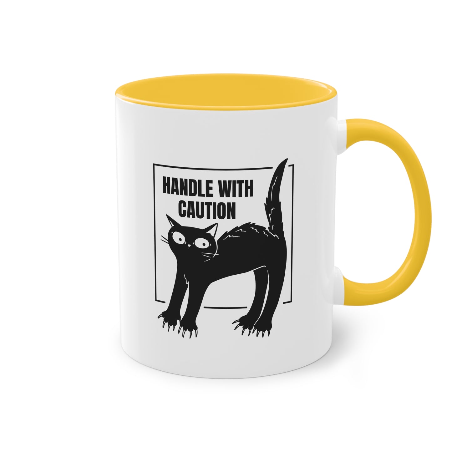 Tasse „Handle with Caution“ für Katzenbesitzer