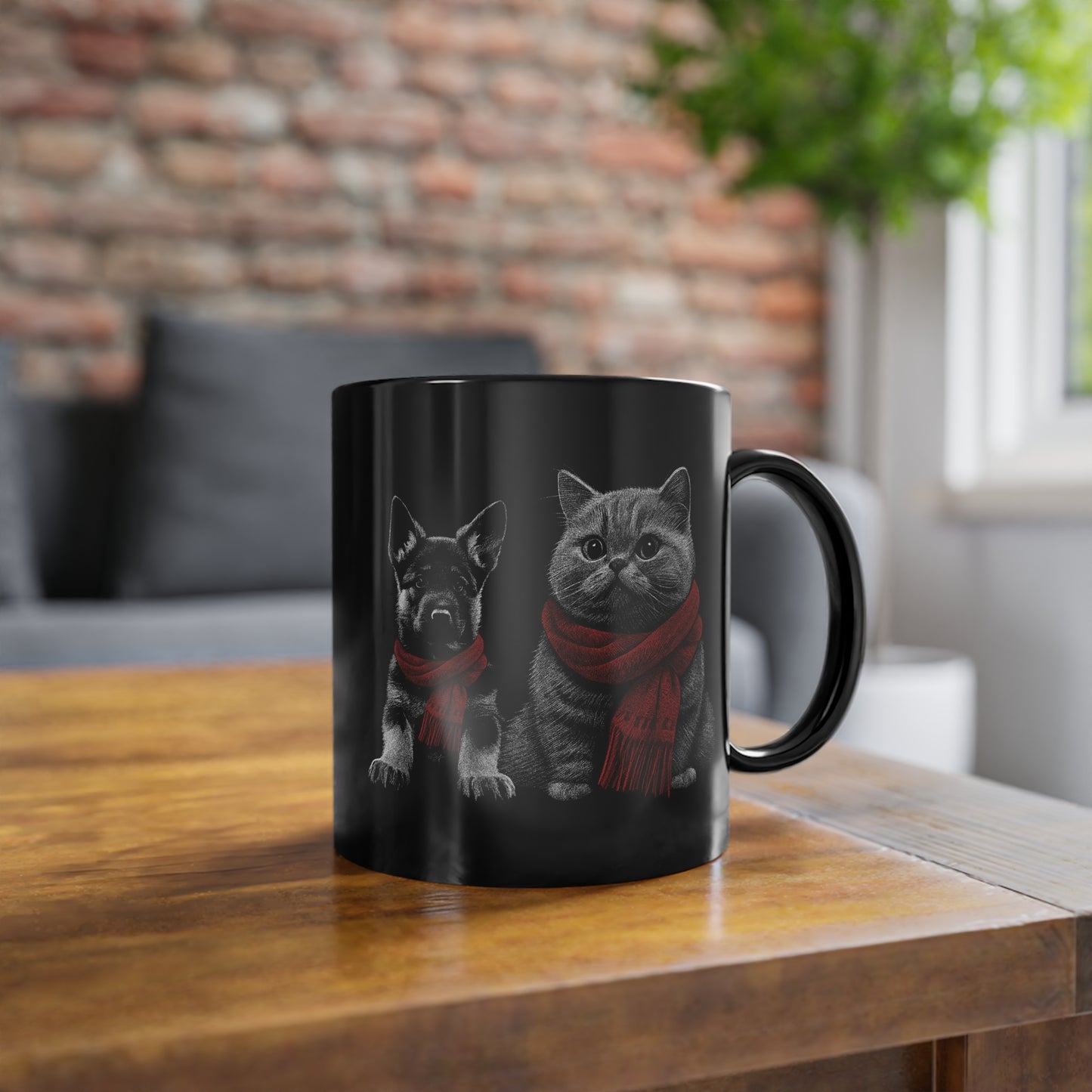 Katze & Hund: Beste Freunde im Winter Tasse