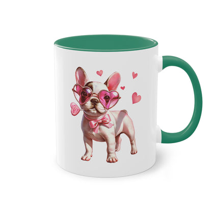 Süße French Bulldog Tasse mit Herzbrille für Hunde Fans