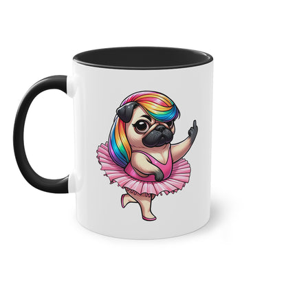 Freche Mops Ballerina Tasse - Lustige Keramik Tasse mit Ballett-Mops