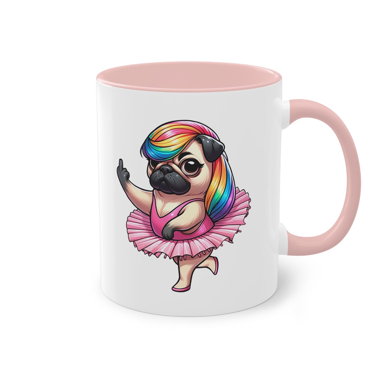 Freche Mops Ballerina Tasse - Lustige Keramik Tasse mit Ballett-Mops