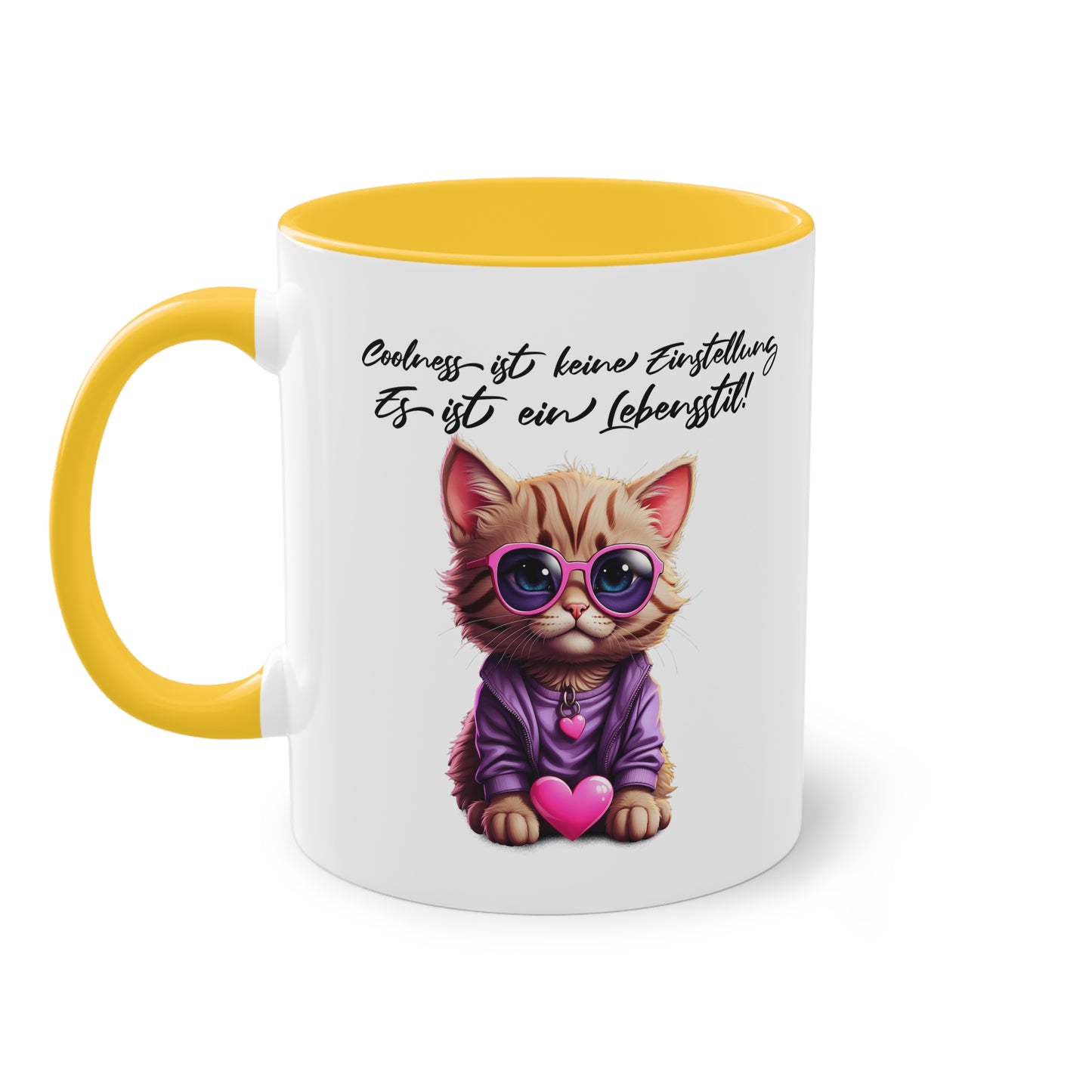 "Coolness ist ein Lebensstil" Tasse mit stylischer Katze - Für Katzenfans