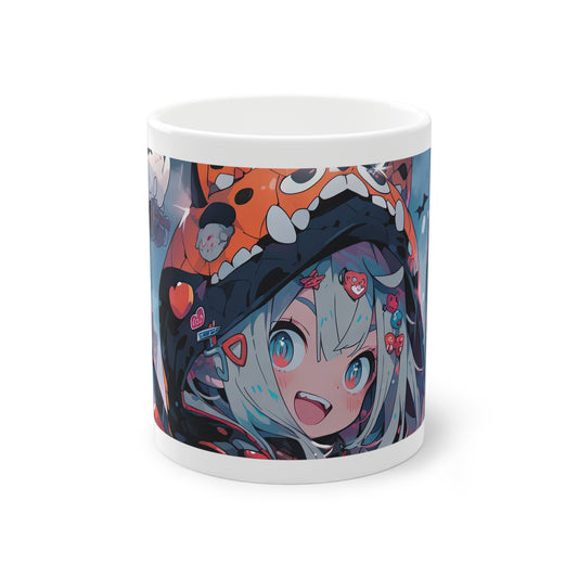 Anime Tasse mit süßem Chibi Girl im Halloween Hoodie & Kawaii Manga Style
