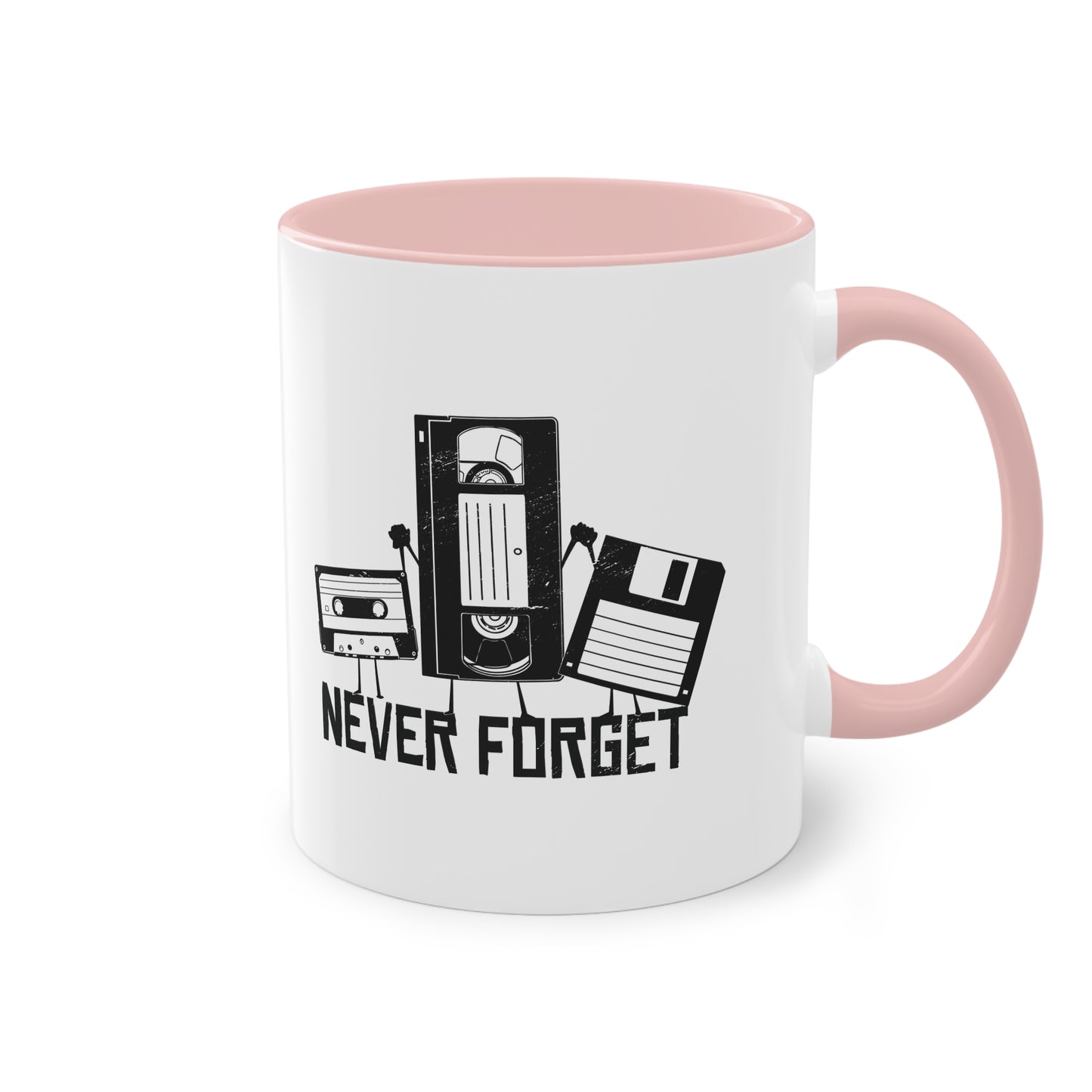 Never Forget Tasse - Retro Diskette/VHS/Kasette Keramik Tasse