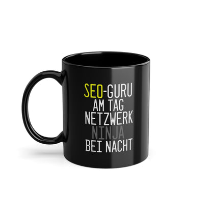 "SEO Guru am Tag, Netzwerk Ninja bei Nacht" - Die doppelte IT-Meister Tasse