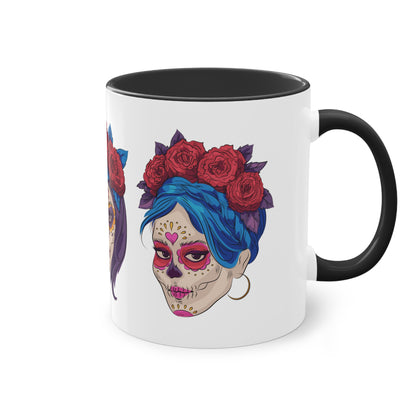 Día de los Muertos Tasse - Elegante Catrina-Designs mit Rosen