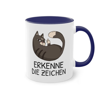 Tasse „Erkenne die Zeichen“ - freche Katze mit Mittelfinger