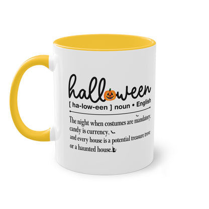 Halloween Tasse mit Definition & Kürbis-Detail | Lustiges Wörterbuch-Design